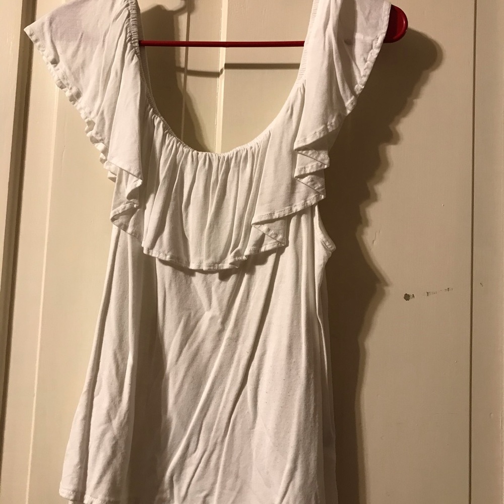 White ruffle tank